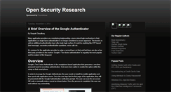 Desktop Screenshot of blog.opensecurityresearch.com